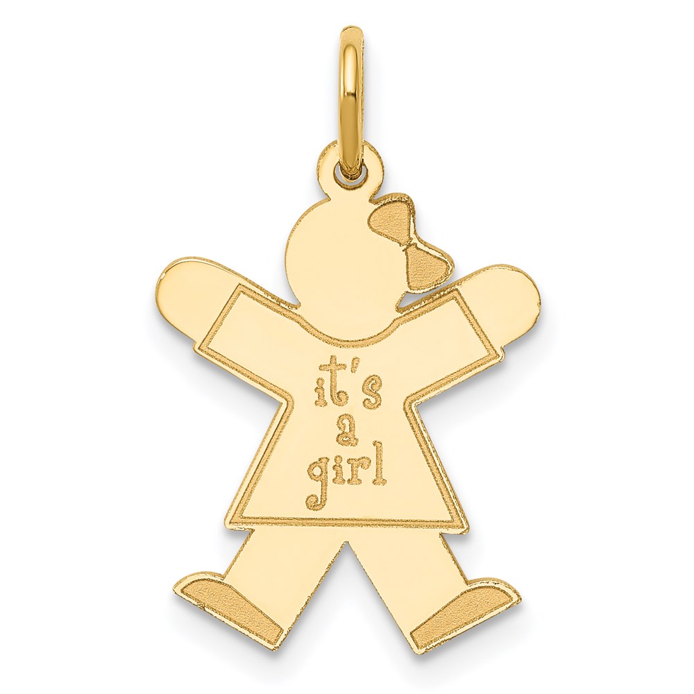 XK1105Y.jpg 14k The Kids Small It's a Girl Engravable Joy Charm - Image 1