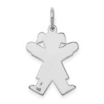 14k White Gold The Kids Small Girl with Ponytails Engravable Joy Charm - Image 4