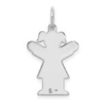 14k White Gold The Kids Small Girl with Ponytails Engravable Love Charm - Image 4
