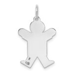 14k White Gold The Kids Small Boy with Haircut Engravable Joy Charm - Image 4