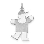 Sterling Silver Rhodium-plated Kiss Kid Charm