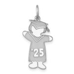 Sterling Silver Rhodium-plated Class of 2025 Girl Cuddle Charm