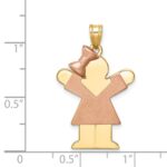 14k Two-tone The Kids Medium Girl with Bow on Left Engravable Love Charm - Image 3