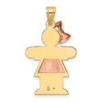 14k Two-tone The Kids Medium Girl with Bow on Left Engravable Hugs Charm - Image 4