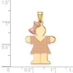 14k Two-tone The Kids Medium Girl with Bow on Left Engravable Hugs Charm - Image 3