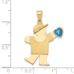 14k The Kids Boy with Blue CZ December Birthstone Engravable Kiss Charm - Image 2