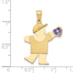 14k The Kids Boy with Light Purple CZ June Birthstone Engravable Kiss Charm - Image 2