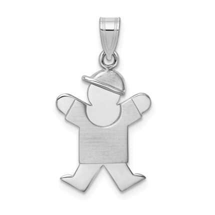 14k White Gold The Kids Small Boy with Hat on Right Engravable Joy Charm