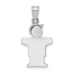 14k White Gold The Kids Small Boy with Hat on Right Engravable Hugs Charm - Image 4