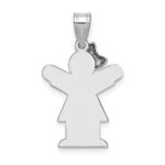 14k White Gold The Kids Small Girl with Bow on Left Engravable Love Charm - Image 4