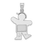 14k White Gold The Kids Medium Boy with Hat on Left Engravable Kiss Charm - Image 4