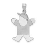 14k White Gold The Kids Medium Boy with Hat on Right Engravable Joy Charm