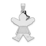 14k White Gold The Kids Medium Girl with Bow on Left Engravable Joy Charm - Image 4