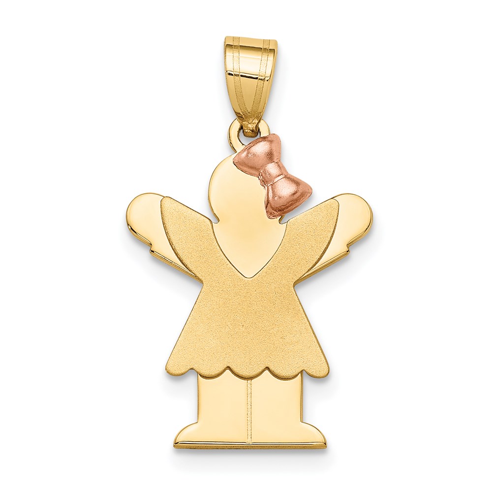 XK397.jpg 14k Two-tone The Kids Small Girl with Ruffles and Bow on Right Engravable Love Charm - Image 1