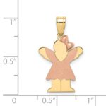 14k Two-tone The Kids Small Girl with  Ruffles and Bow on Right Engravable Love Charm - Image 3