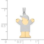 14k Two-tone The Kids Small Boy with Hat on Right Engravable Love Charm - Image 2