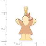 14k Two-tone The Kids Medium Girl with Ruffles and Bow on Right Engravable Love Charm - Image 3