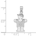 14k White Gold The Kids Small Boy with Hat on Right AA Diamond Hugs Charm - Image 3