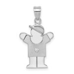 14k White Gold The Kids Small Boy with Hat on Right AA Diamond Love Charm
