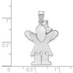 14k White Gold The Kids Medium Girl with Ruffles and Bow on Right AA Diamond Love Charm - Image 3