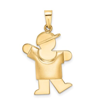 14k The Kids Puffed Boy with Hat on Left Engravable Kiss Charm