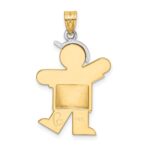 14k Two-tone The Kids Medium Puffed Boy with Hat on Left Engravable Kiss Charm - Image 4