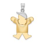 14k Two-tone The Kids Medium Puffed Boy with Hat on Right Engravable Joy Charm