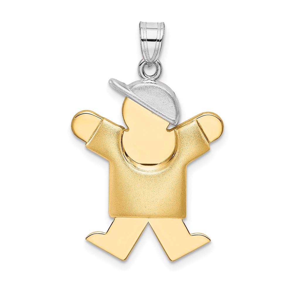 XK572.jpg 14k Two-tone The Kids Medium Puffed Boy with Hat on Right Engravable Joy Charm - Image 1
