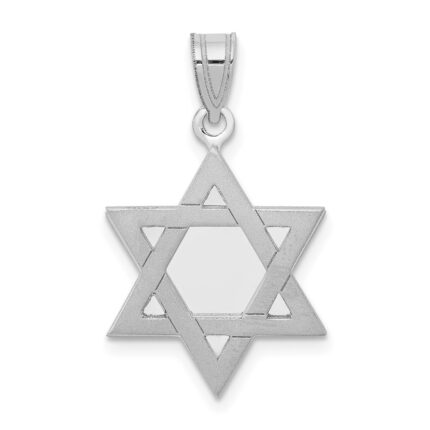 14k White Gold Star Of David Pendant