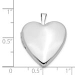 14K White Gold Polished Plain 20mm Heart Locket - Image 5