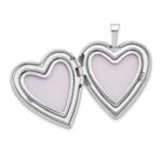 14K White Gold Polished and Satin Diamond Star 20mm Heart Locket - Image 4