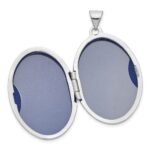 14k White Gold Fancy Half Swirl Design 26mm Oval Locket - Image 5