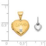 14k Two-tone Diamond LOVE with Poem on Reverse with Heart Charm 12mm Heart Locket - Image 7