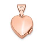 14k Rose Gold Polished Plain 10mm Heart Locket - Image 3