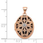 14K Rose Gold Diamond Vintage Filigree with Black Fabric Interior 21mm Oval Locket - Image 5