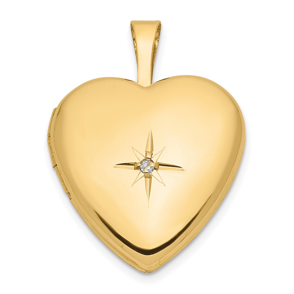 XL792.jpg 14k Polished .01 carat Diamond Star 16mm Heart Locket - Image 1