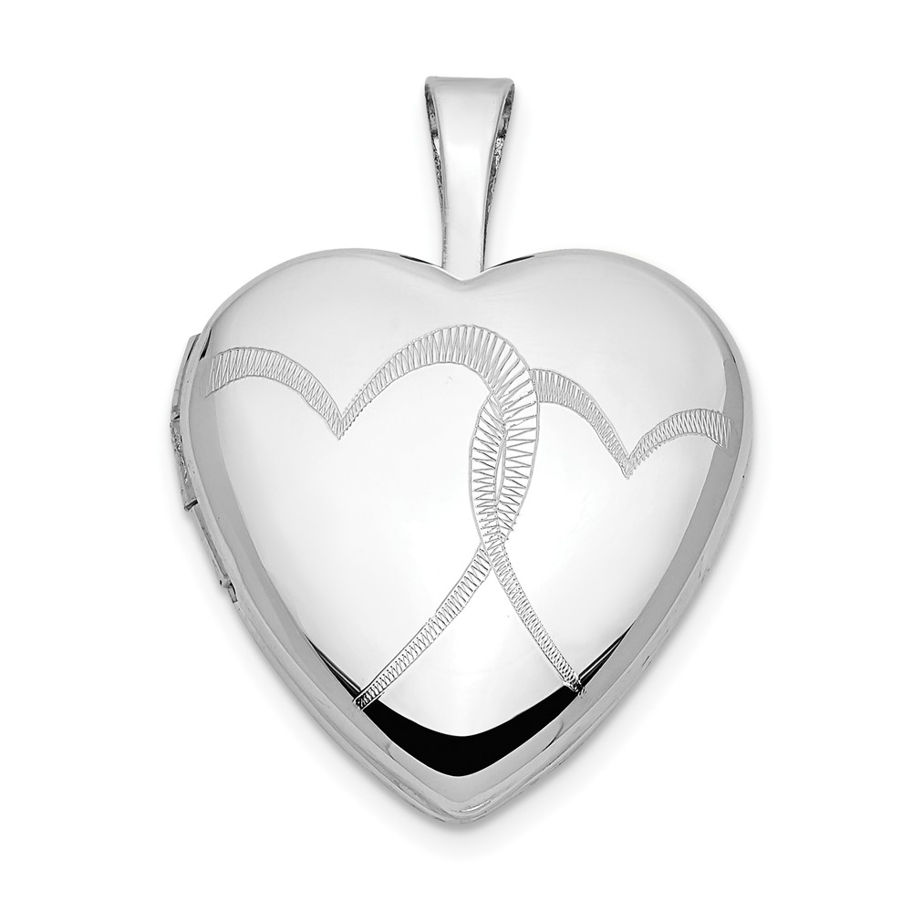 XL795.jpg 14k White Gold Two Interlocked Hearts 16mm Heart Locket - Image 1