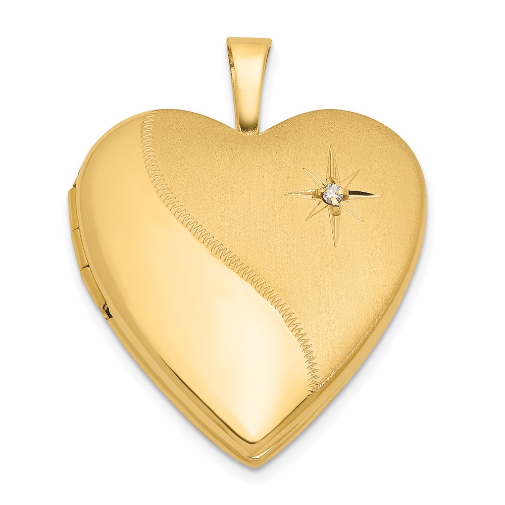 XL844.jpg 14K Satin and Polished Diamond Star 20mm Heart Locket - Image 1