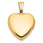 14K Polished and Satin Butterflies 12mm Heart Locket - Image 3