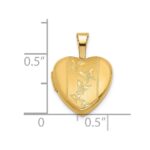 14K Polished and Satin Butterflies 12mm Heart Locket - Image 5