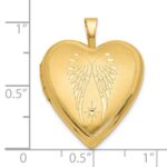 14K Satin and Polished Angel Wings 20mm Heart Locket - Image 5