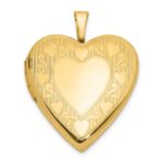 14K Textured and Polished Heart Border 20mm Heart Locket