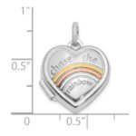14K White Gold with Rose and Yellow Plating CHASE THE RAINBOW 15mm Heart Locket - Image 2