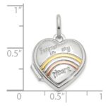 14K White Gold with Rose and Yellow Plating FOREVER IN MY HEART 15mm Heart Locket - Image 2
