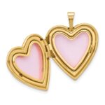 14K Polished Diamond FOREVER IN MY HEART Script 20mm Heart Locket - Image 4