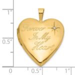 14K Polished Diamond FOREVER IN MY HEART Script 20mm Heart Locket - Image 5