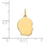 14k Plain Small .027 Gauge Facing Right Engravable Boy Head Charm - Image 3
