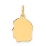 14k Plain Small .035 Gauge Facing Left Engravable Girl Head Charm