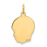 14k Plain Medium .011 Gauge Facing Right Engravable Boy Head Charm - Image 3