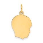 14k Plain Medium .035 Gauge Facing Right Engravable Boy Head Charm